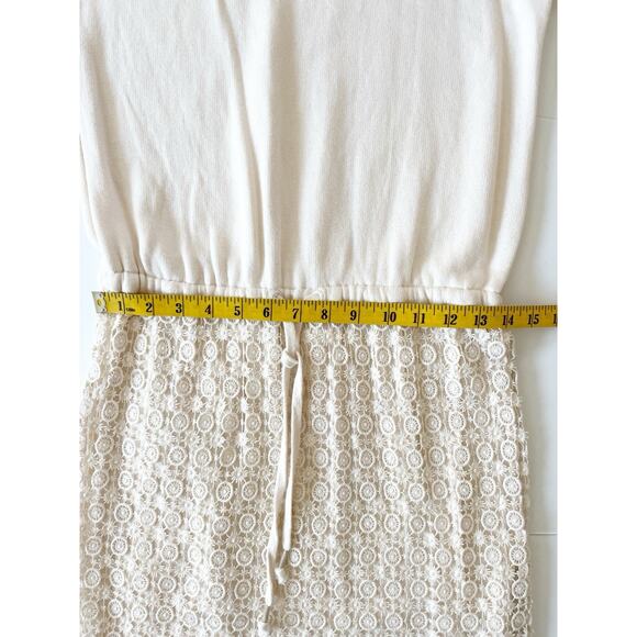 Anthropologie Saturday Sunday Dress XS Cream Crochet French Terry Mini Stretch - Picture 8 of 13